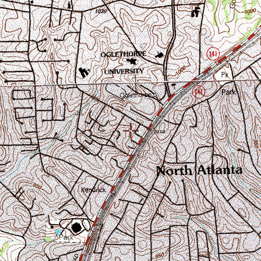 Topographic Map of Georgia State University Brookhaven Center, GA