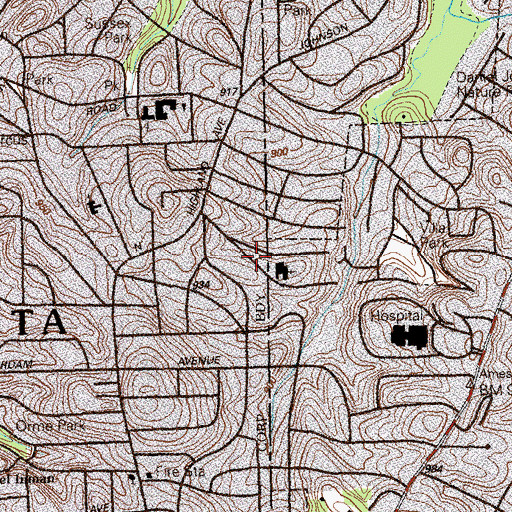 Topographic Map of Canterbury School, GA
