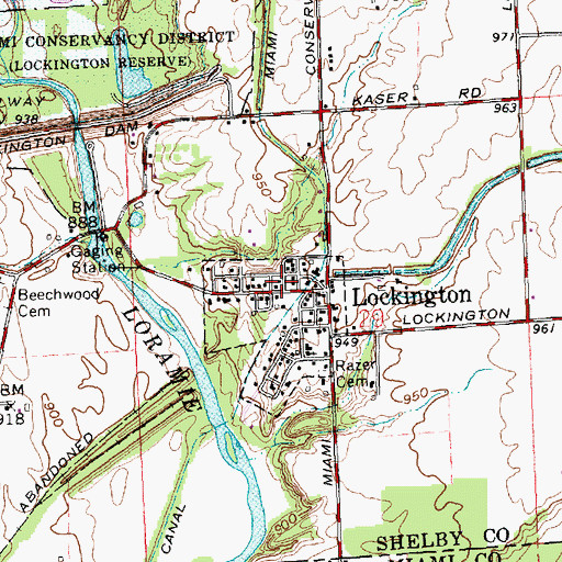Topographic Map of Lockington Volunteer Fire Department, OH