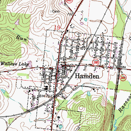 Topographic Map of Hamden Volunteer Fire Department, OH
