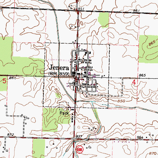 Topographic Map of Jenera Volunteer Fire Department, OH
