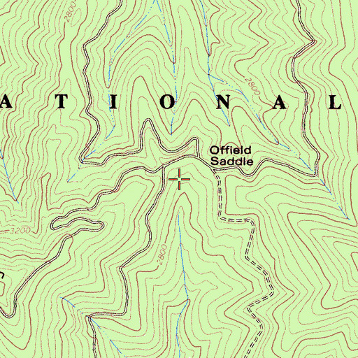Topographic Map of Offield Saddle, CA