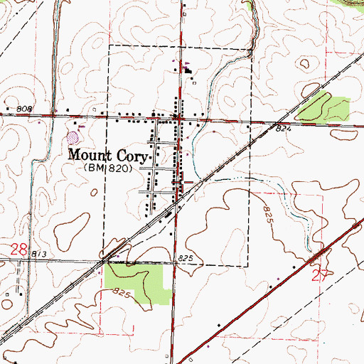 Topographic Map of Union Township Mount Cory Volunteer Fire Department, OH