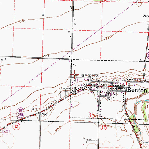 Topographic Map of Blanchard Township Volunteer Fire Department, OH