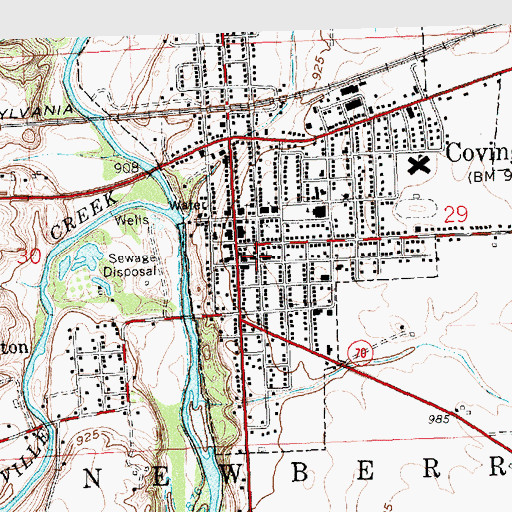 Topographic Map of Covington Fire Department Station 1, OH
