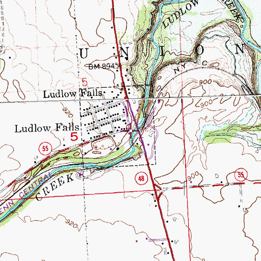 Topographic Map of Ludlow Falls Fire Department, OH