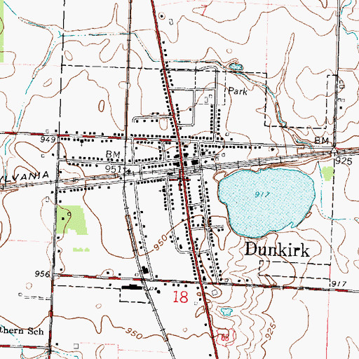 Topographic Map of Blanchard - Dunkirk Joint Ambulance, OH