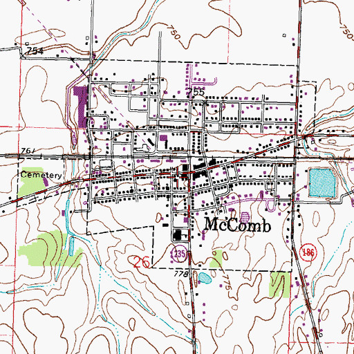 Topographic Map of Pleasant Mccomb Portage Joint Ambulance District, OH