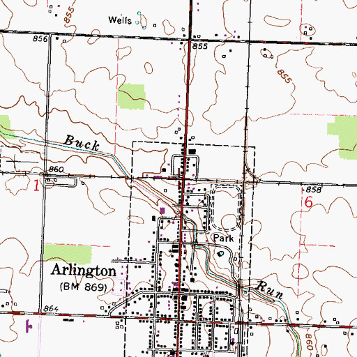 Topographic Map of Appleseed Joint Ambulance District, OH