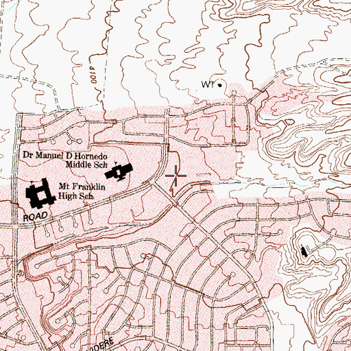 Topographic Map of El Paso Fire Department Station 27, TX