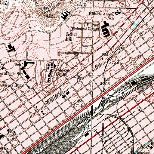 Topographic Map of El Paso Fire Department Station 10, TX