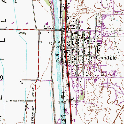 Topographic Map of West Valley Fire Department Canutillo Station, TX
