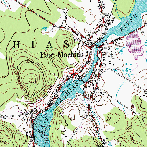 Topographic Map of East Machias Volunteer Fire Department, ME