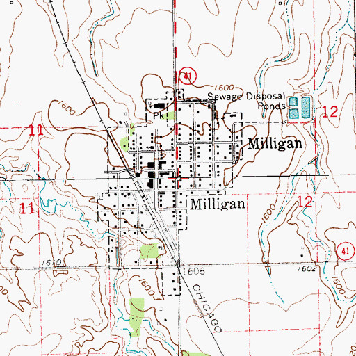 Topographic Map of Milligan Volunteer Fire and Rescue Department, NE