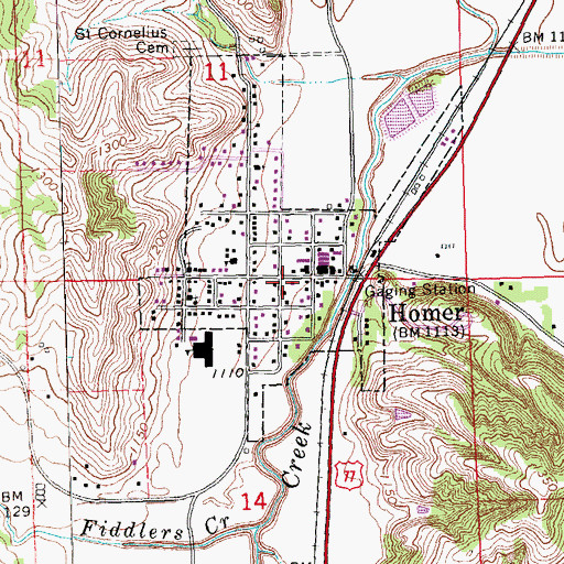 Topographic Map of Homer Volunteer Fire and Rescue, NE