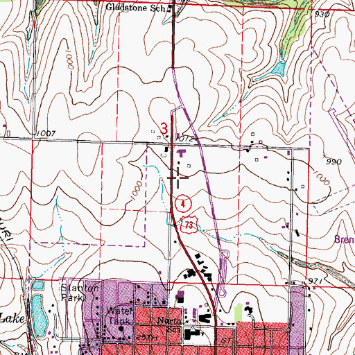 Topographic Map of Falls City Rural Fire Department, NE