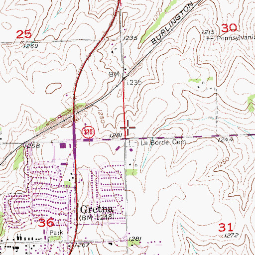 Topographic Map of Gretna Volunteer Fire and Rescue Department, NE