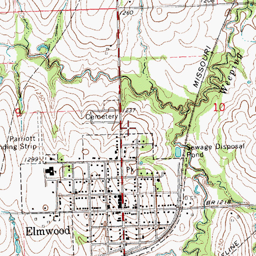 Topographic Map of Elmwood Fire Department, NE
