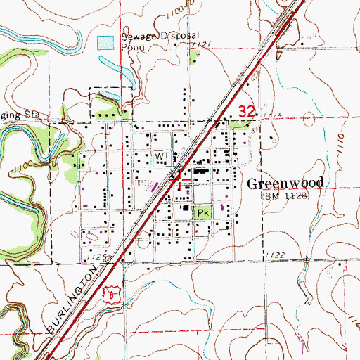 Topographic Map of Greenwood Volunteer Rescue Squad, NE