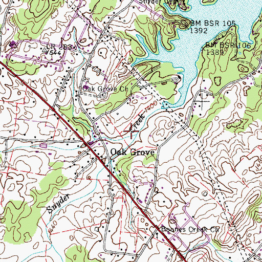 Topographic Map of Oak Grove Village Mobile Home Park, TN