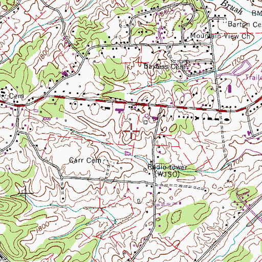 Topographic Map of South Ridge Estates, TN