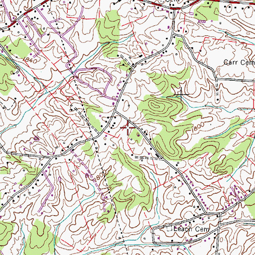 Topographic Map of Sandy Ridge Mobile Home Park, TN