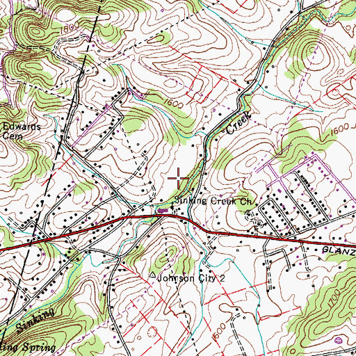 Topographic Map of Vanover Park, TN