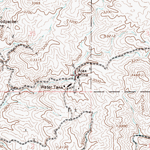 Topographic Map of Ajax Mine, AZ