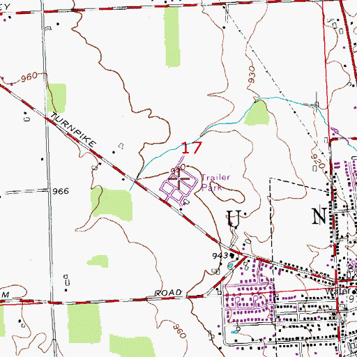 Topographic Map of Pinebrook Estates, OH