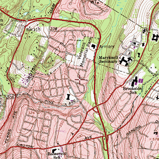 Topographic Map of Fernbrook Park, NY