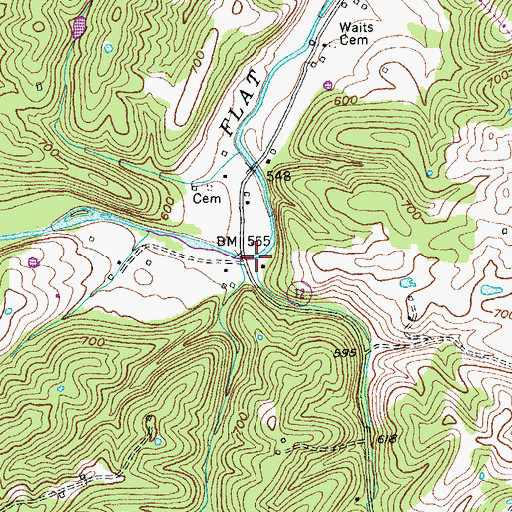 Topographic Map of Parks Branch Flat Creek, KY