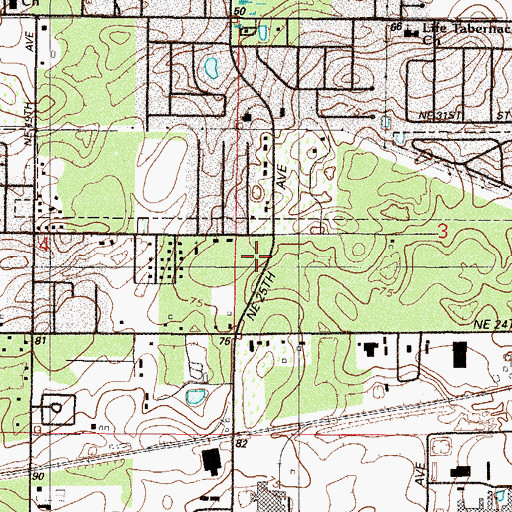 Topographic Map of Woodside Baptist Church, FL