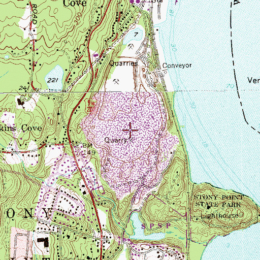 Topographic Map of Tomkins Cove Quarry, NY