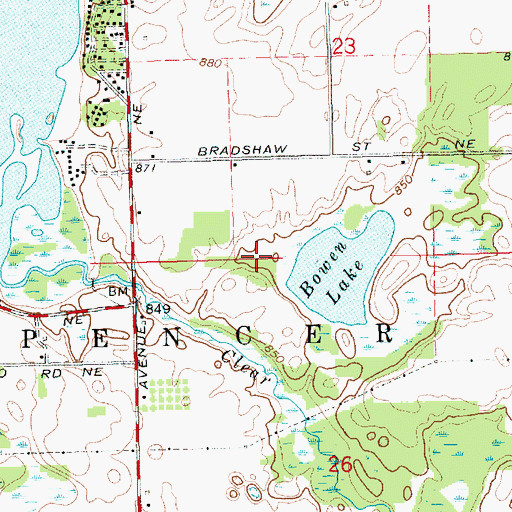 Topographic Map of Links of Bowen Lake, MI