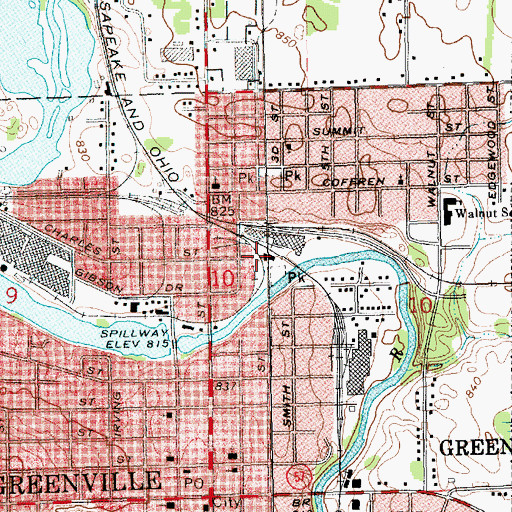 Topographic Map of Greenville Station, MI