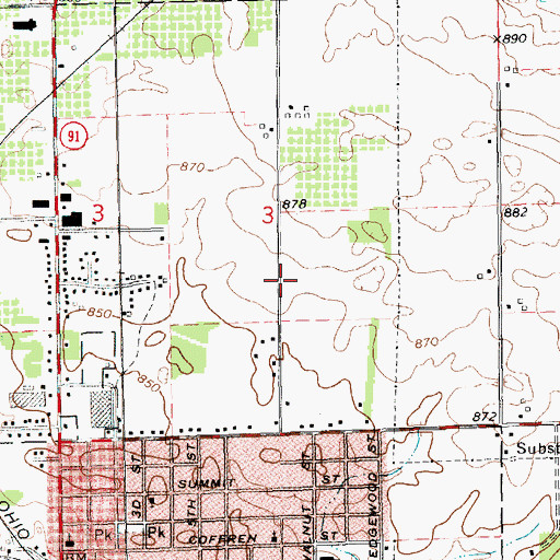 Topographic Map of Greenville Community Church, MI
