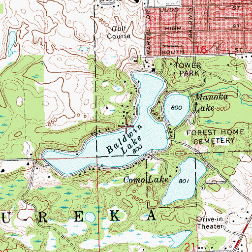 Topographic Map of Baldwin Lake Beach, MI