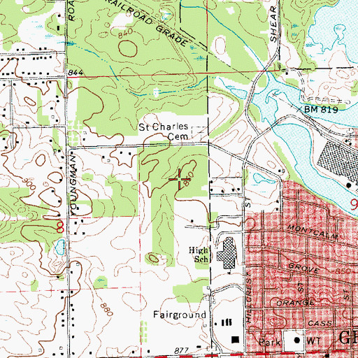 Topographic Map of Greenville Middle School, MI