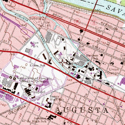 Topographic Map of George Walton House, GA