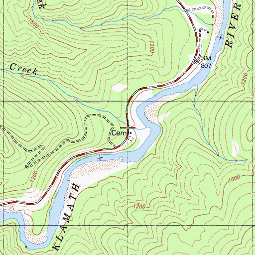 Topographic Map of Aubrey Creek, CA