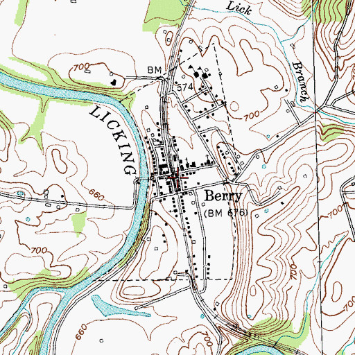Topographic Map of Berry Railroad Station (historical), KY