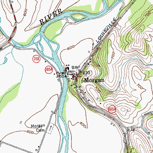 Topographic Map of Morgan Post Office (historical), KY