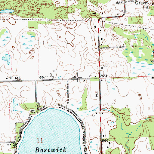 Topographic Map of East Rockford Middle School, MI