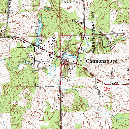 Topographic Map of Cannonsburg Elementary School, MI