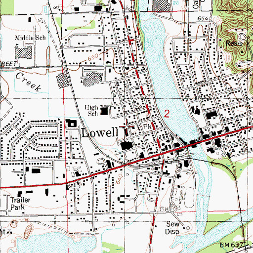 Topographic Map of Saint Mary Church, MI