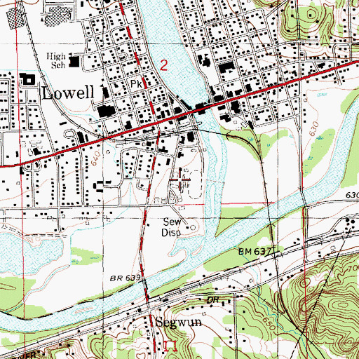 Topographic Map of Lowell Fairgrounds, MI