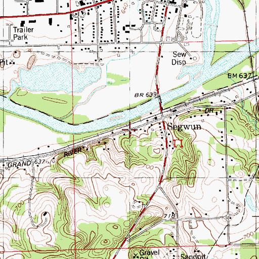 Topographic Map of Grand River Riverfront Park, MI