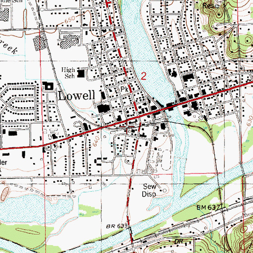 Topographic Map of Lowell Station, MI