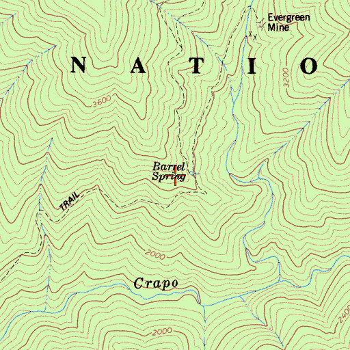 Topographic Map of Barrel Spring, CA