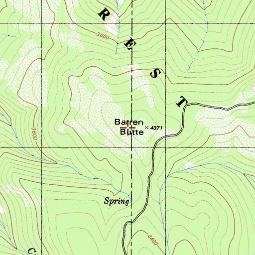 Topographic Map of Barren Butte, CA